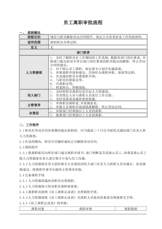 员工离职审批流程