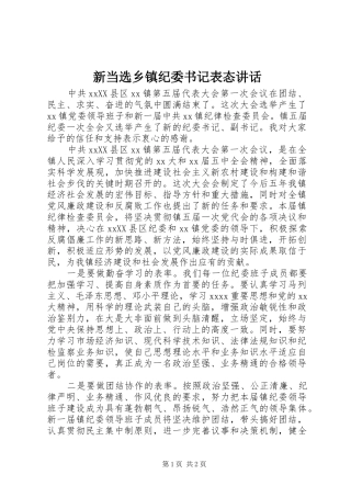 新当选乡镇纪委书记表态讲话发言