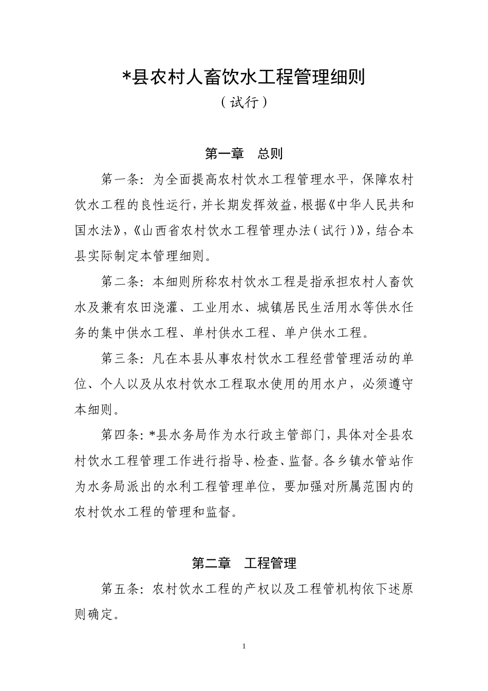 县级农村人畜饮水工程管理细则_第1页