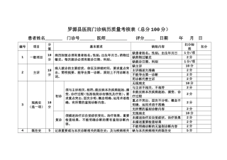 县医院门诊病历质量考核表