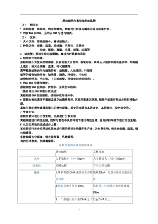原核细胞与真核细胞的比较