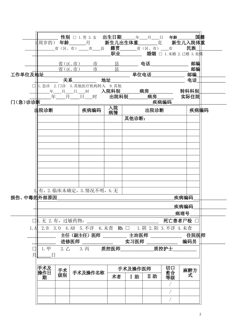 卫生部修订住院病案首页最新的2012_第2页