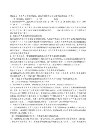 医院感染人员知识知晓
