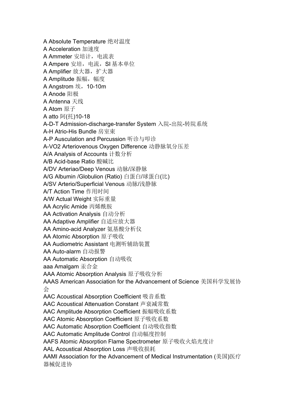 医疗设备缩写对照_第1页