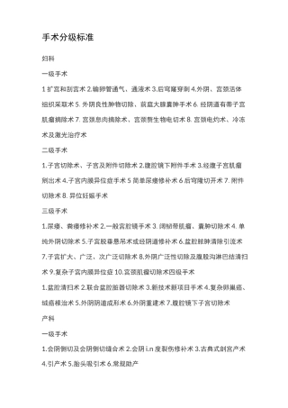 各类手术分级