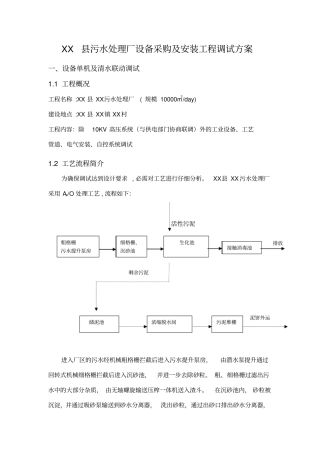 XX污水处理厂设备采购及安装工程调试方案