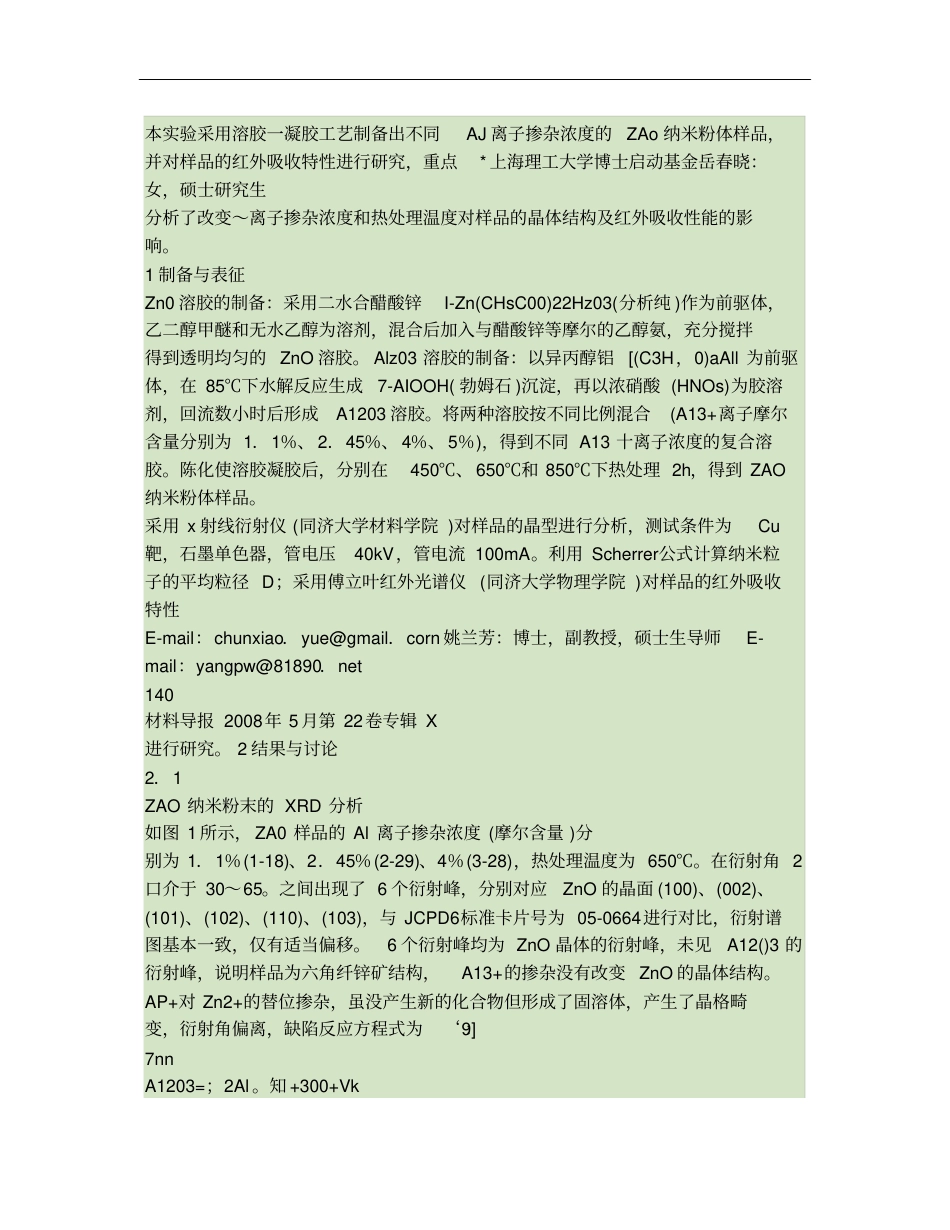 ZAO纳米粉体的制备及其在红外隐身中的应用研究解析_第3页