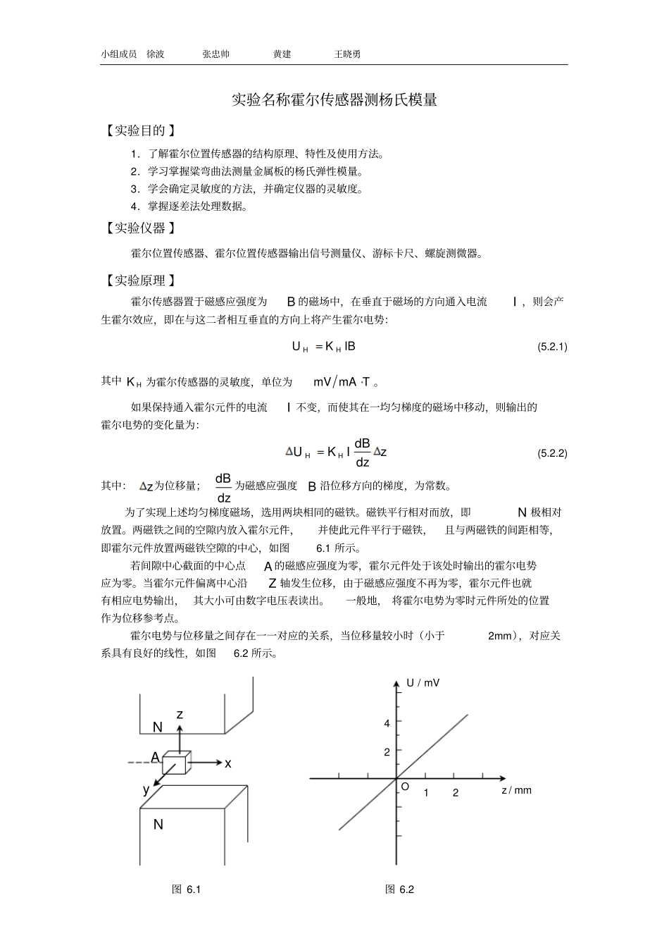 _霍尔传感器测杨氏模量_第1页