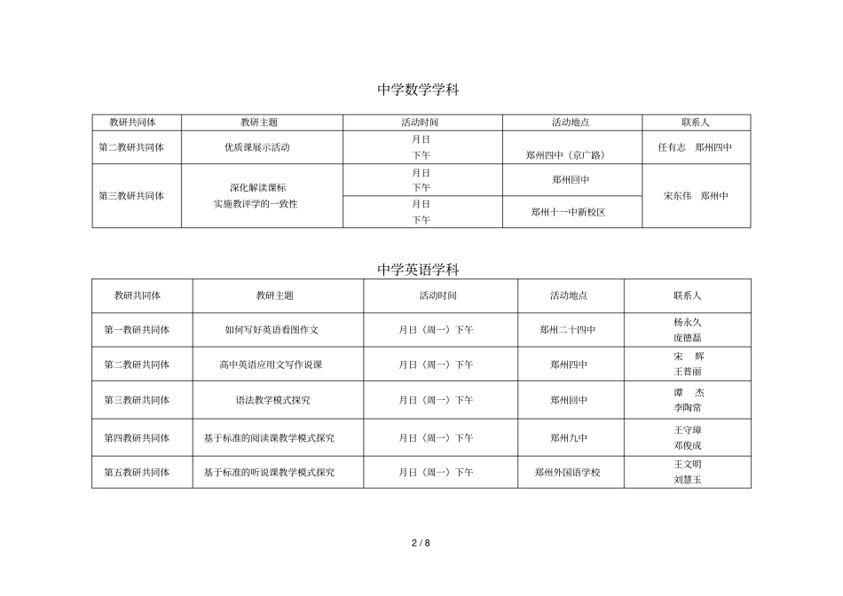 —2017学年上学期高中教研共同体主题教研活动计划_第2页