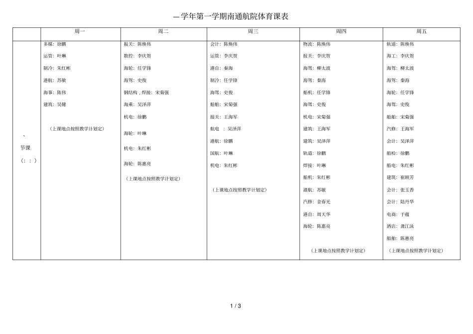 —2017学年第一学期南通航院体育课表_第1页