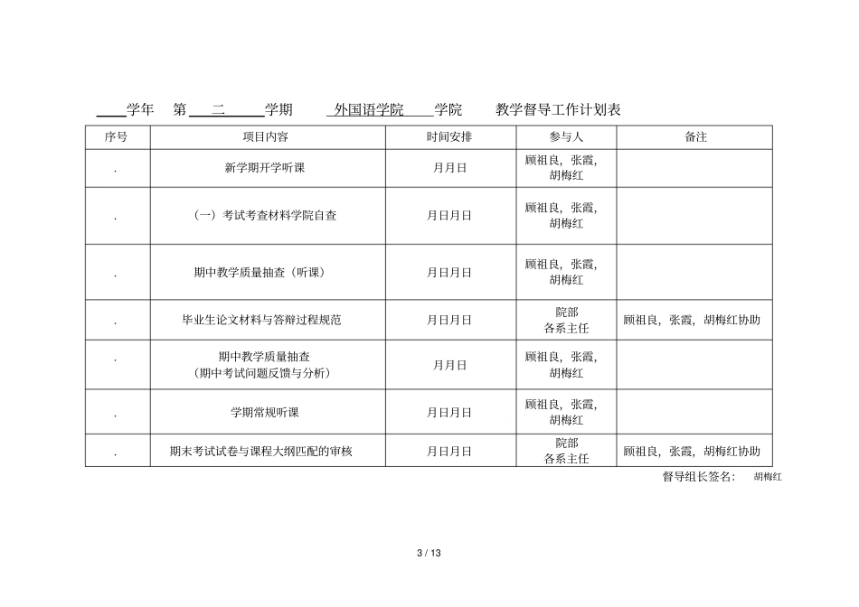 —2017学年第二学期人文学院教学督导工作计划_第3页