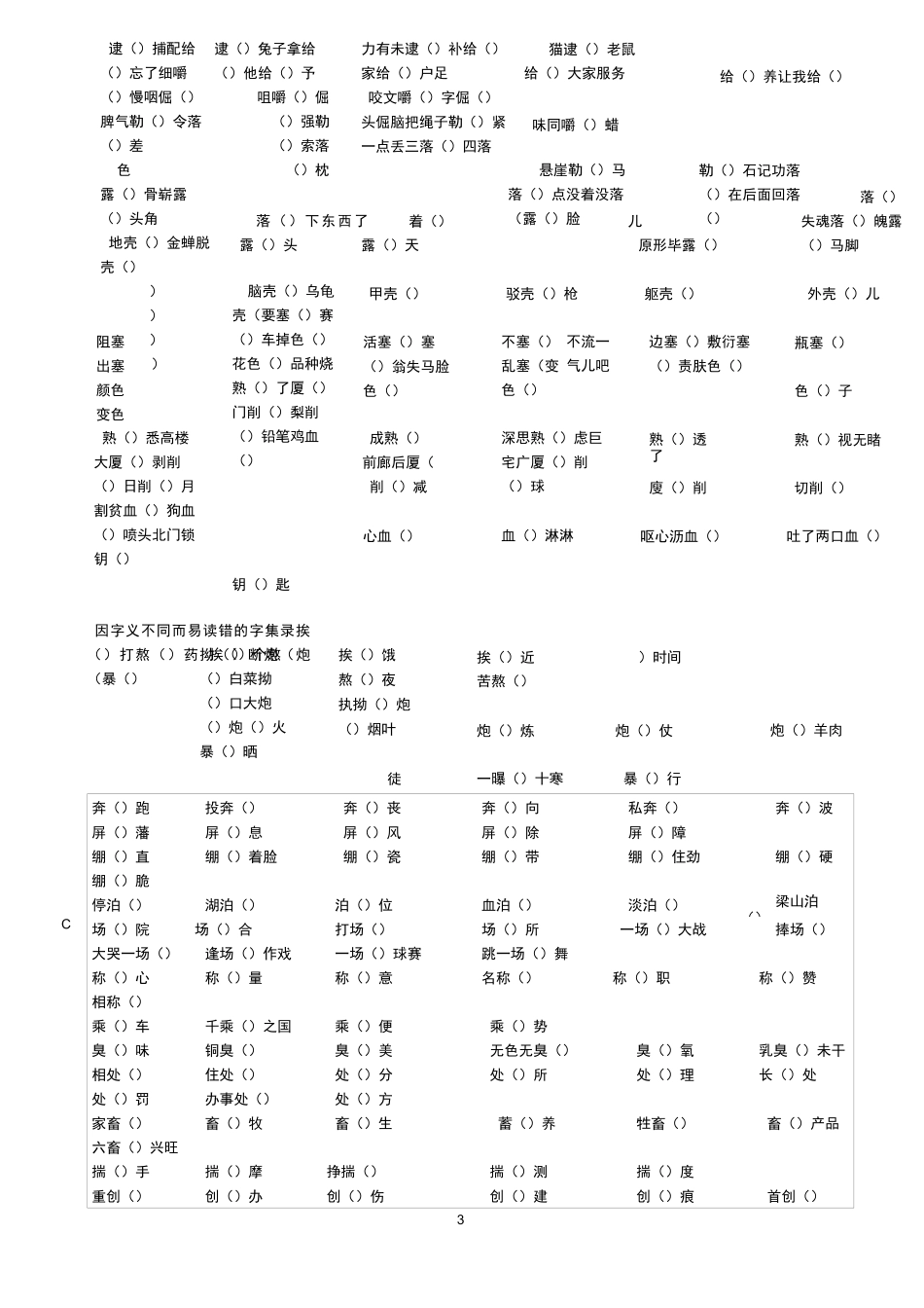 中考常用易读错字集录_第3页