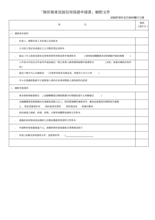 「无形资产直接信用保证申请书」检附文件