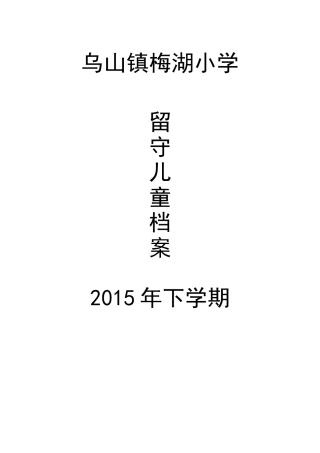 梅湖小学留守儿童档案封面