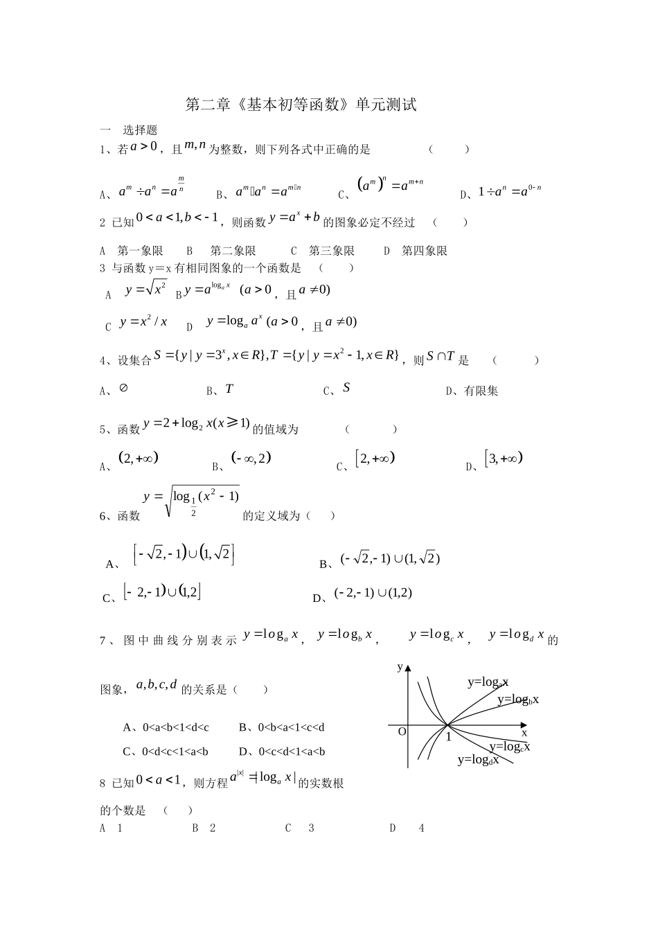 第二章《基本初等函数》单元测试_第1页