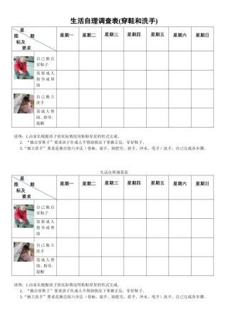 生活活动调查表（穿鞋与洗手）