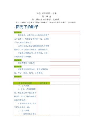 第二课阳光下的影子（实验课）