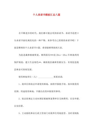 个人承诺书模板汇总八篇