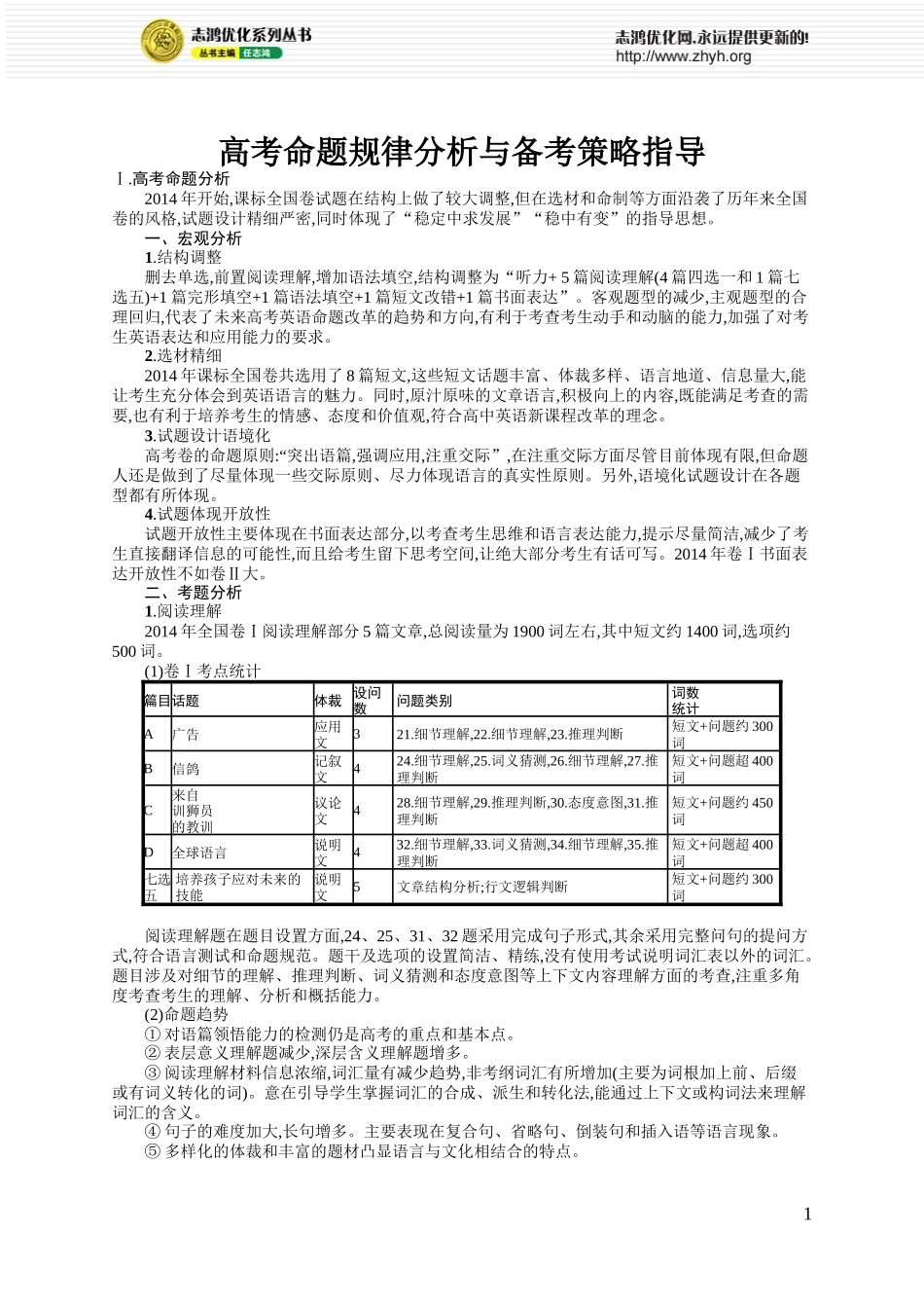 高考命题规律分析与备考策略指导_第1页