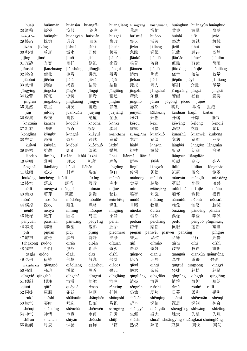 带拼音的中考词语表_第2页