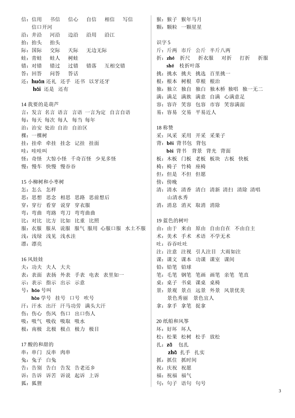 二年级语文上册四会字组词_第3页