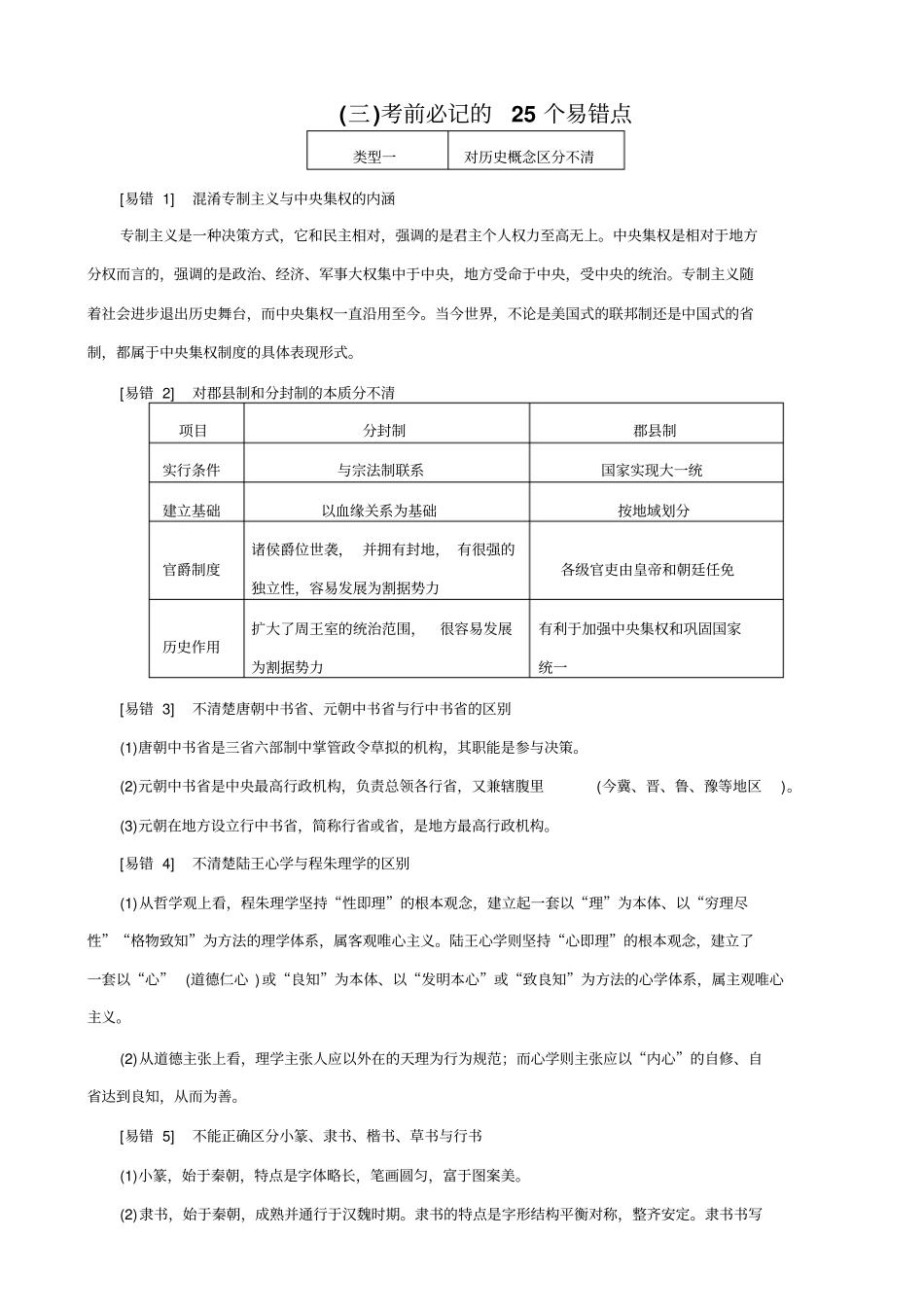 【专题版】2020高考历史大二轮总复习文档：三考前必记的25个易错点_含解析_第1页
