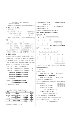 小学三年级上册数学概念