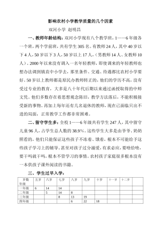 影响农村小学教学质量的几个因素
