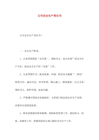 公司安全生产责任书