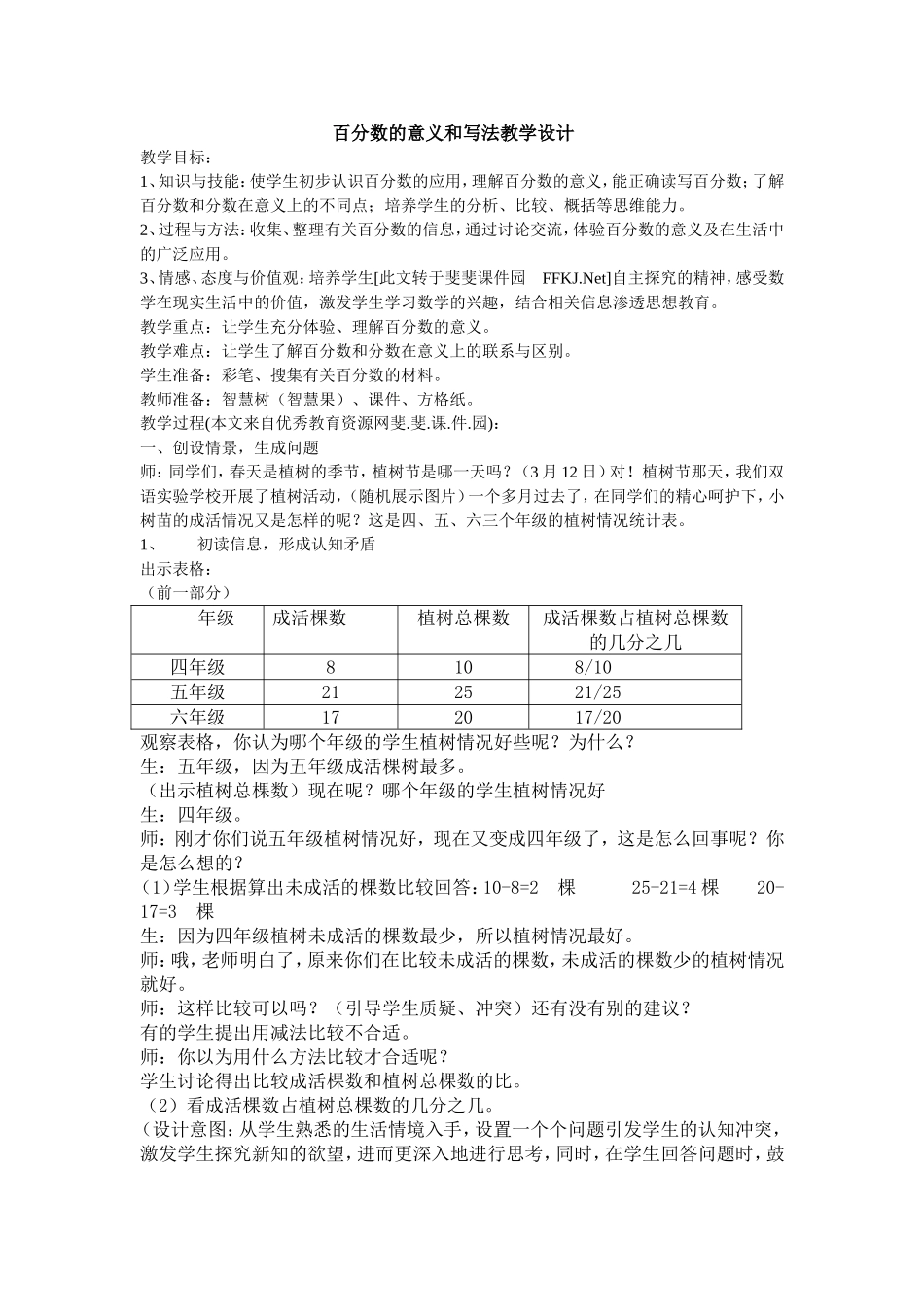 百分数的意义和写法教学设计_第1页