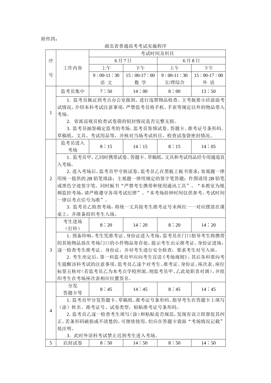 湖北省普通高考考试实施程序_第1页