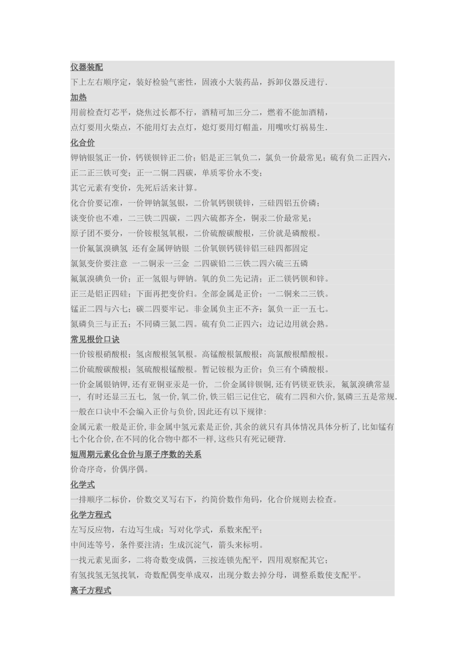 初中学科之化学知识点记忆口诀大全_第3页