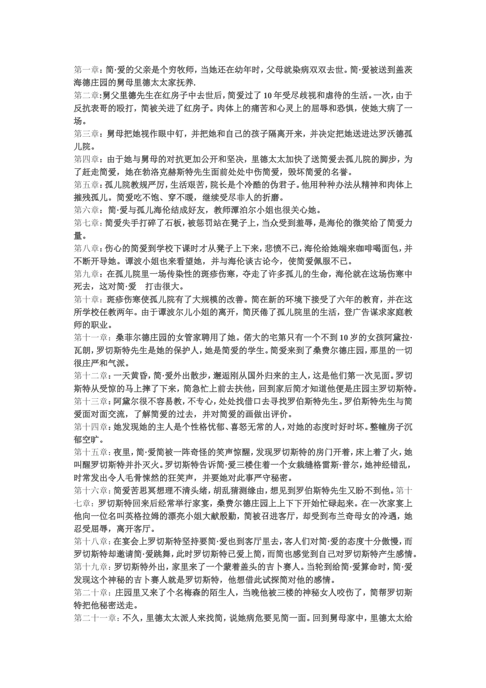 简爱各章节介绍_第1页