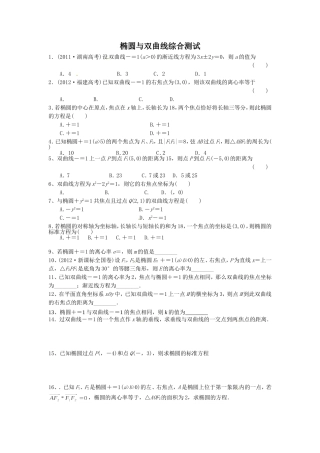 椭圆与双曲线综合测试