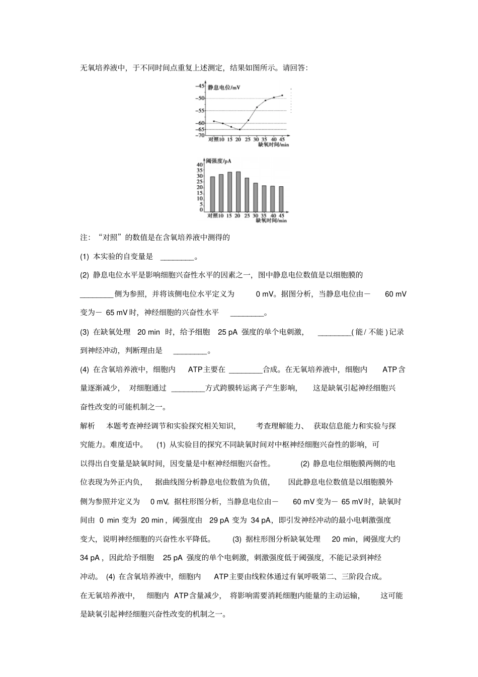 【五年真题】2020版高考生物：专题15人和高等动物的神经调节含答案_第3页