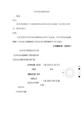 O型圈密封圈的选用