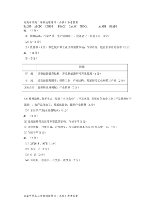南莫中学高二年级地理练习