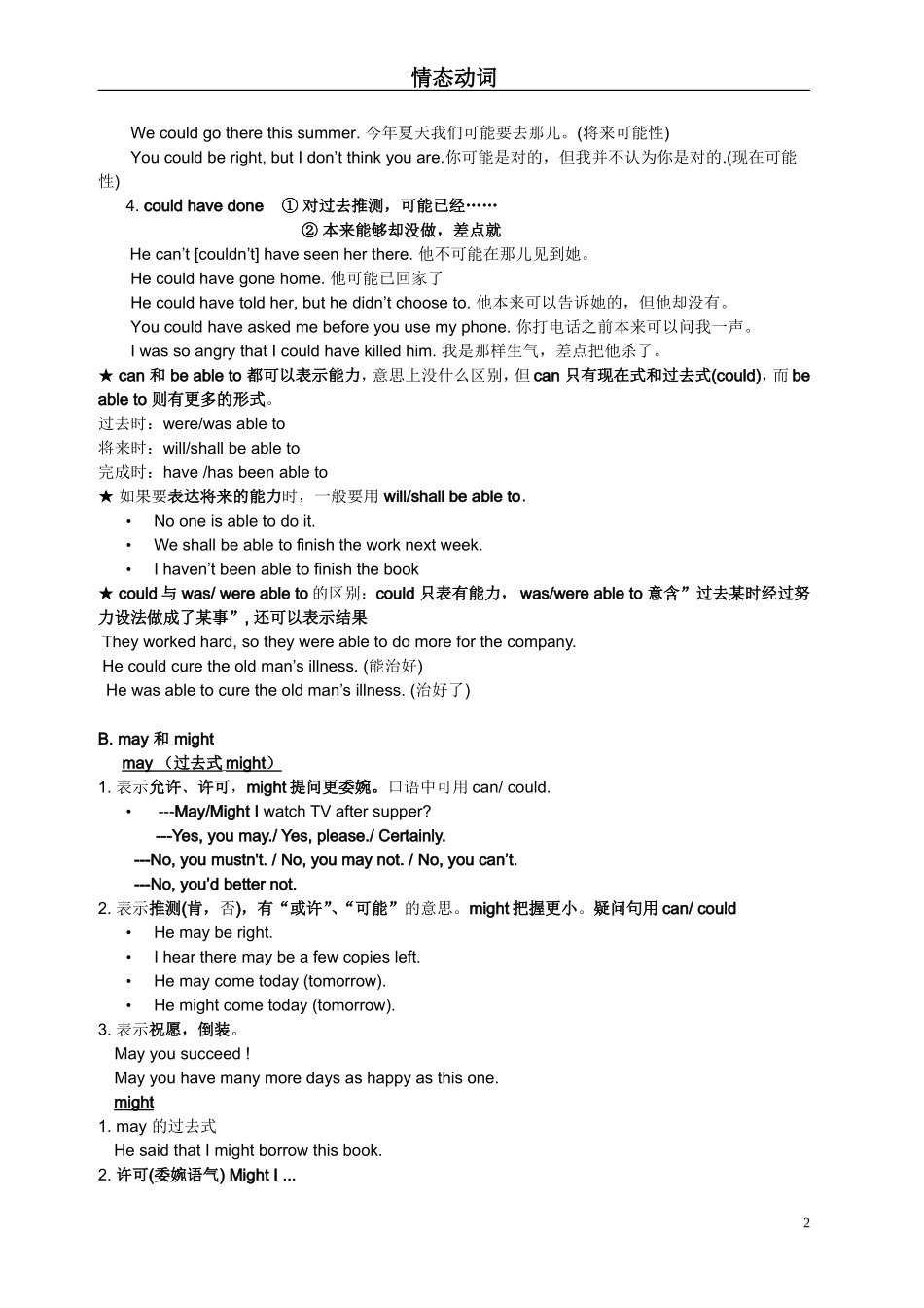 情态动词（高一新课讲解）_第2页