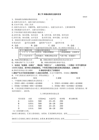 第三节两栖动物的生殖和发育