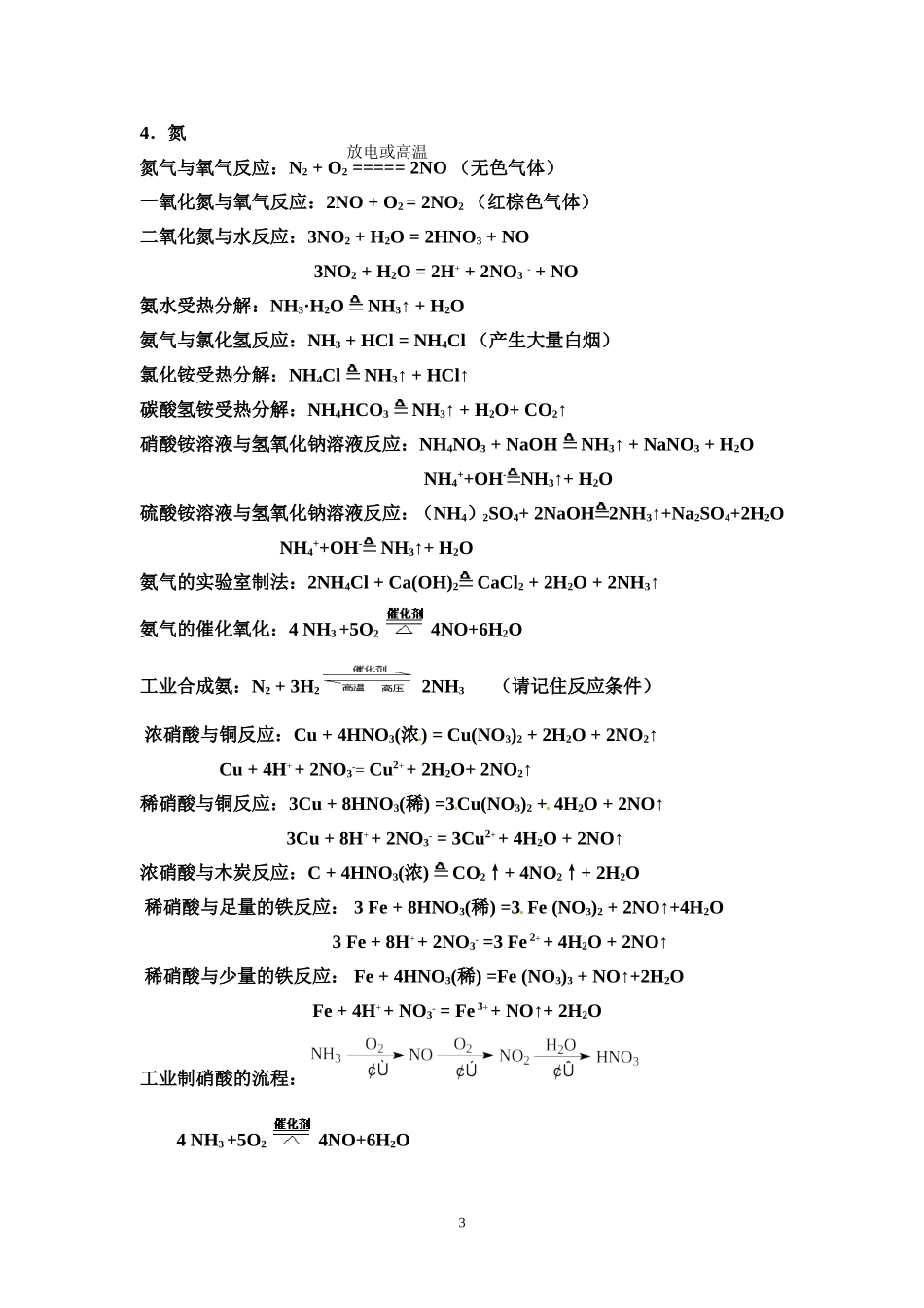 非金属及其化合物部分方程式汇总_第3页