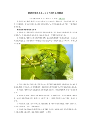葡萄的营养价值与功效作用及食用禁忌