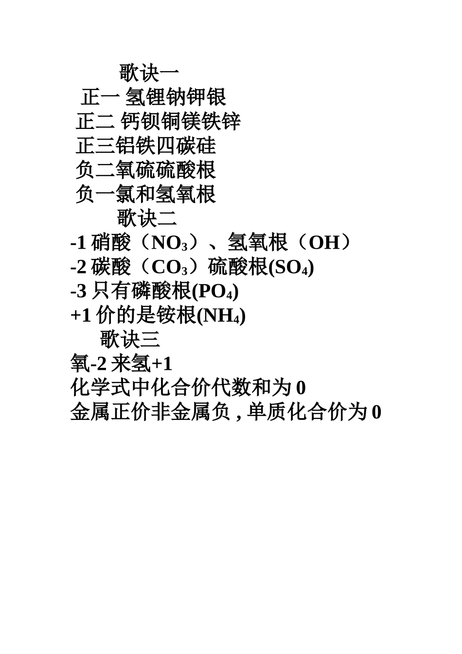 化学式和化合价歌诀_第1页