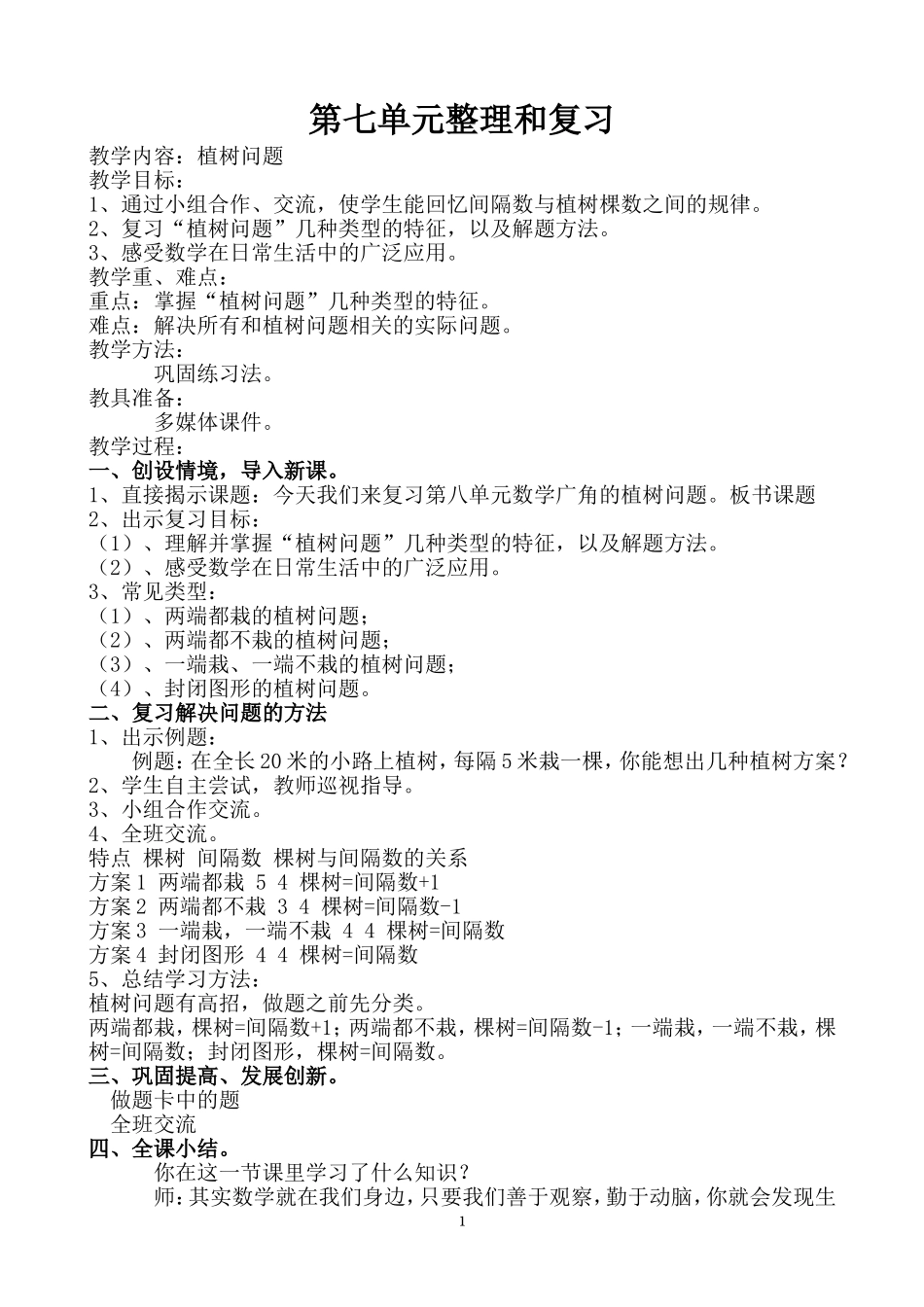 植树问题整理和复习_第1页