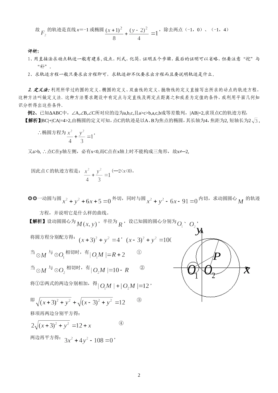 轨迹方程的求法（专题复习）_第2页