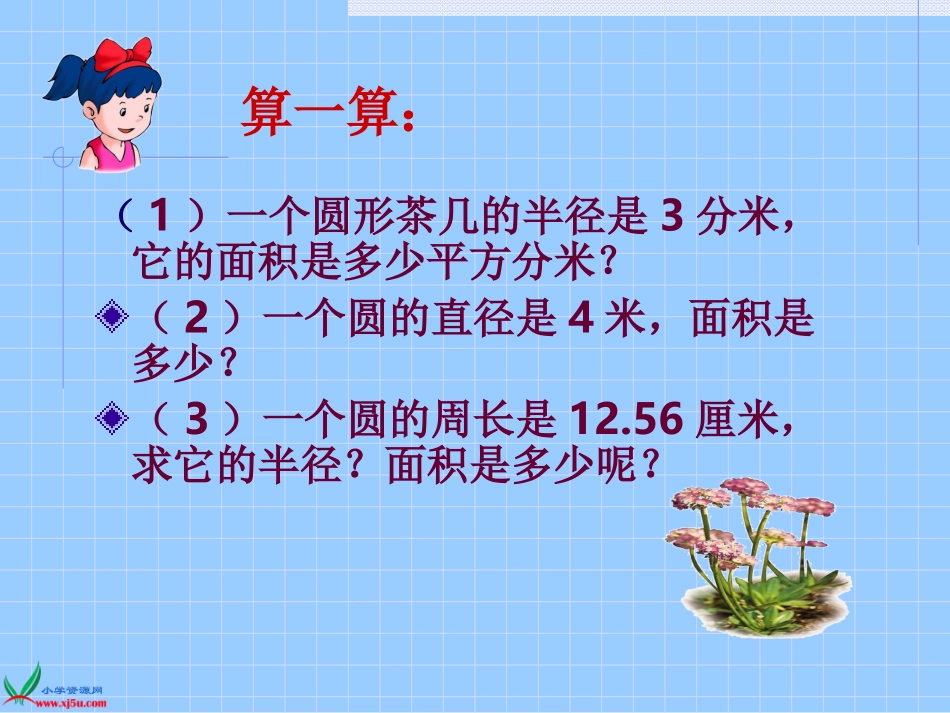 新人教版数学六年级上册：《圆的面积练习题》教学课件_第3页