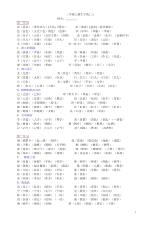 人教版语文二年级上册生字表二生字组词_