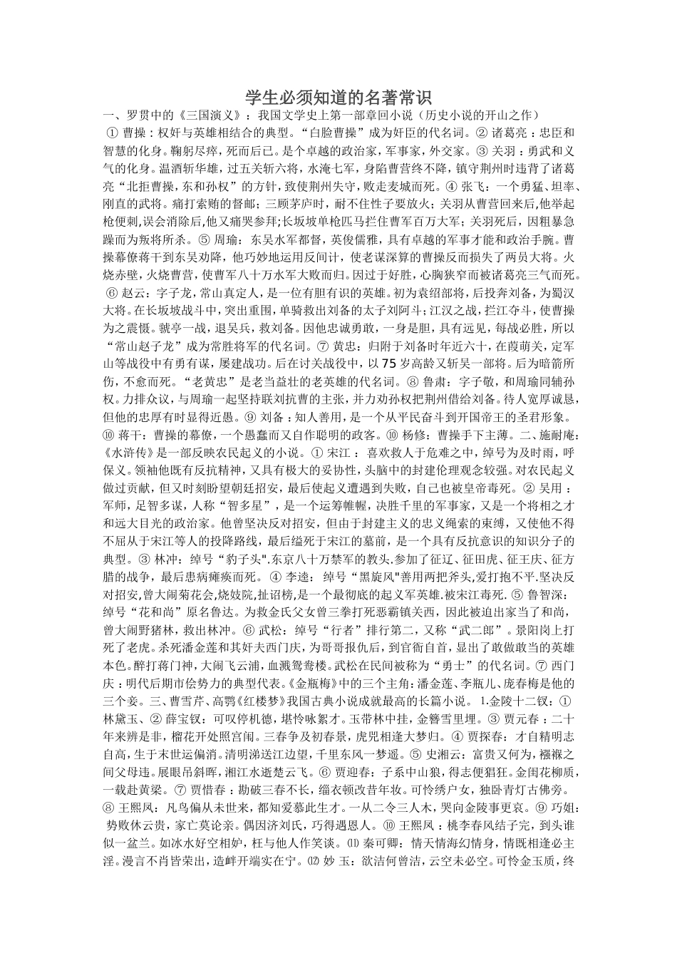 学生必须知道的名著常识_第1页