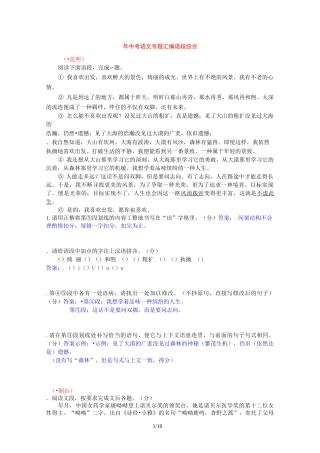 中考语文专题汇编语段综合
