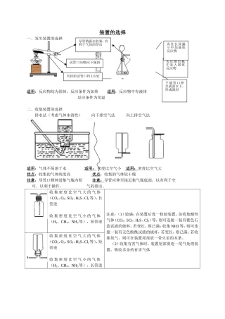 气体制取装置的选择