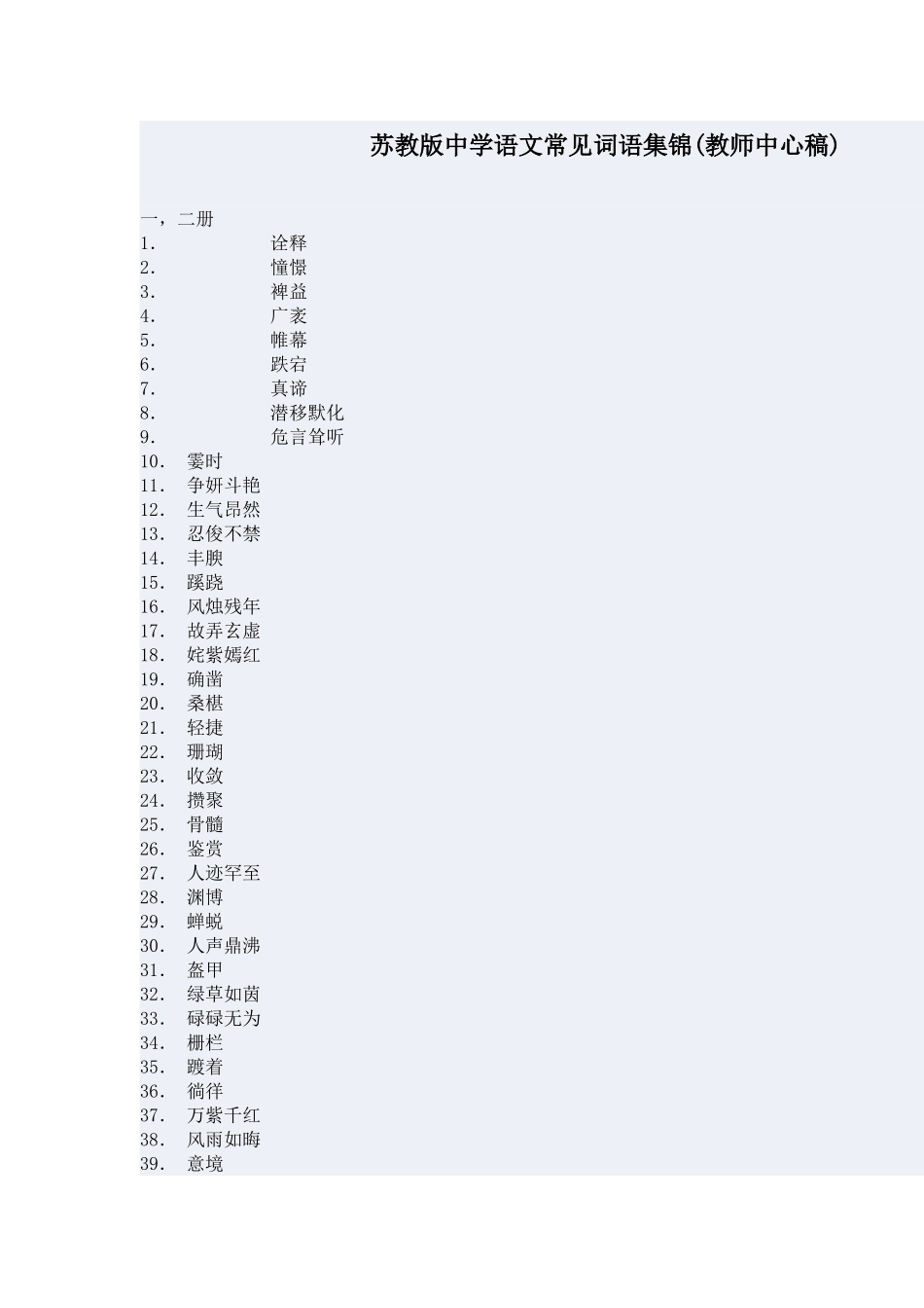 苏教版中学语文常见词语集锦_第1页